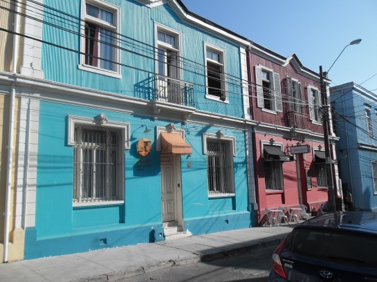 Our hostel, "Puerta Escondida" is the blue building.
