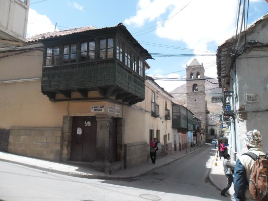 Colonial era balconies with San Francisco cathedral and monastery in background SAM_0770