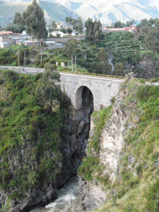 The Incans actually hung suspension bridges of woven fiber from the foundations. Some are still in existence.