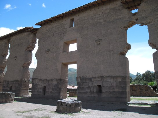 Adobe above, stone below