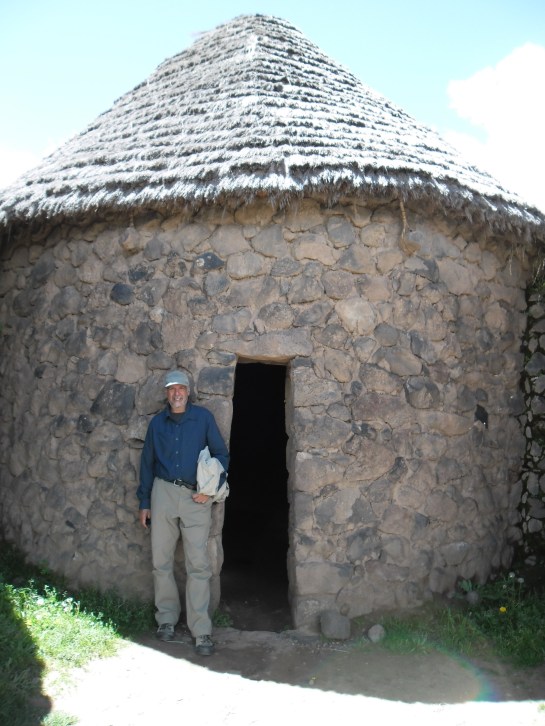 One of the fully intact colcas with a new roof. Conquering Spanairds dismantled many Incan structures to use the stones in their buildings.