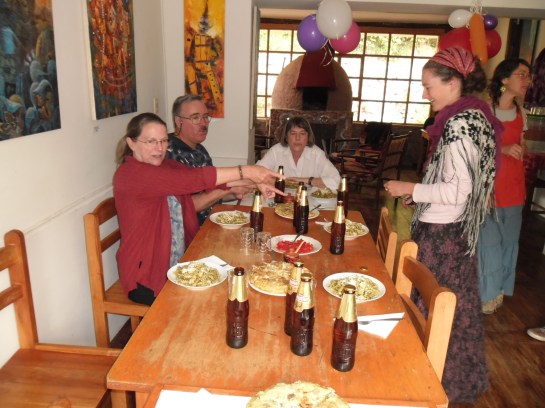 Steve and Deb bade farewell. Louise, from Scotland, is the owner of Apu.